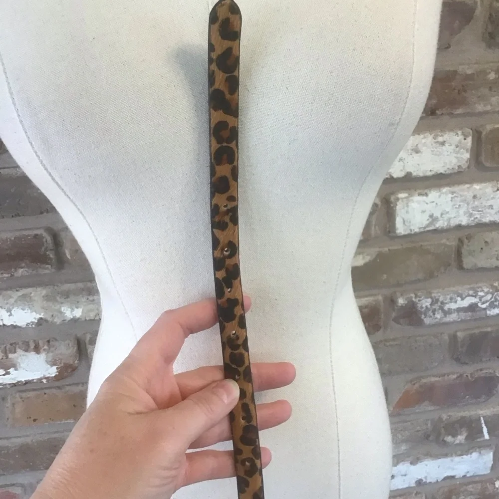 BANANA REPUBLIC Women's Leopard Print Fur Haircalf Thin Skinny Belt XS - Picture 5 of 8